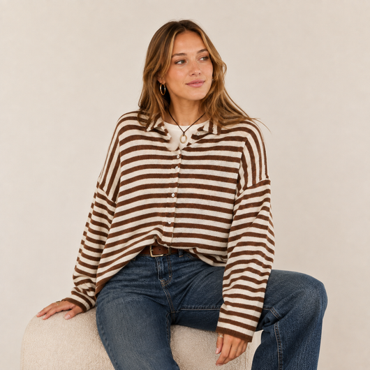 Women’s Striped Button-Up Cardigan