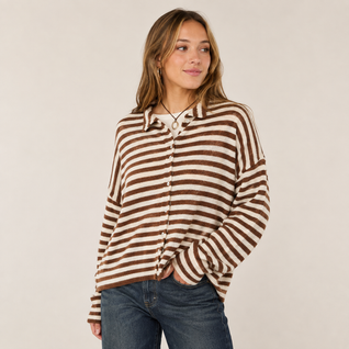 Women’s Striped Button-Up Cardigan