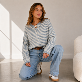 Women’s Striped Button-Up Cardigan