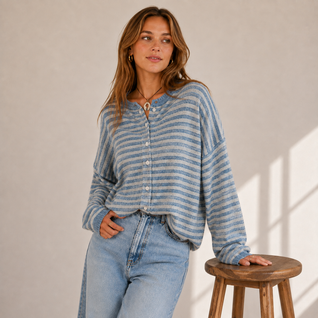 Women’s Striped Button-Up Cardigan